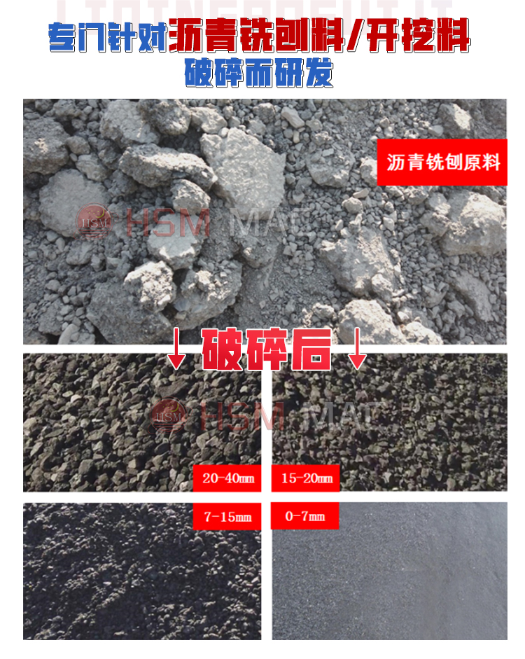 柔性破碎筛分设备厂家 沥青铣刨料破碎机 双齿辊破碎机 废旧路面破碎机 }